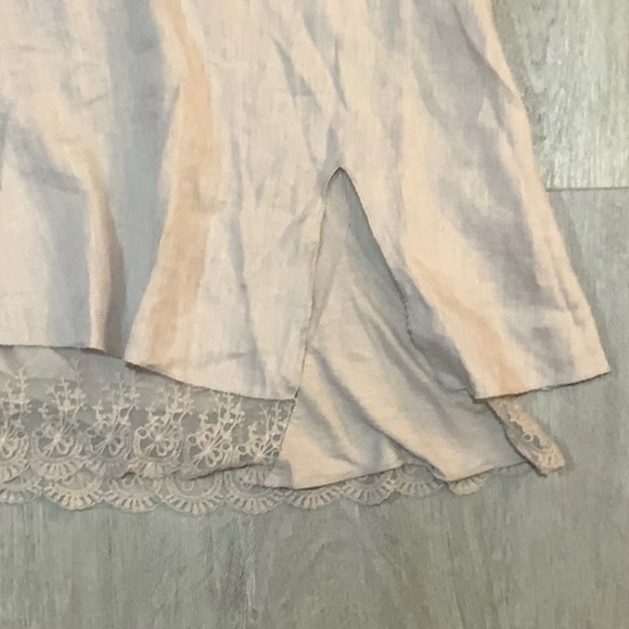 Carina Ricci Size S Made in Italy 100% Linen Blend Dress with Lace - Beige. - Picture 6 of 8